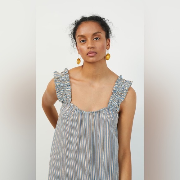 Beck Snodergaard NWT Small Alohi Adeline Sheer Striped Dress Ruffle Sundress - Picture 3 of 15